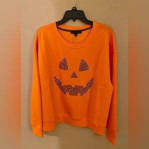 Jane + Delancey Orange Halloween Sweatshirt with Jack-O'-Lantern Design